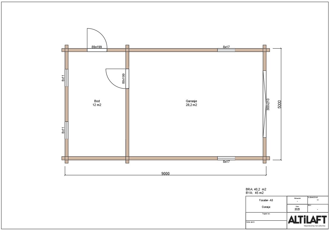 Plantegning 1 for Garasje 